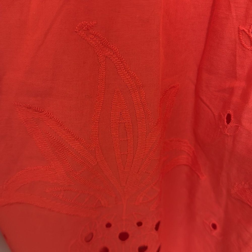 NWT Cynthia Rowley Woman’s Eyelet Embroidered Cotton Blouse in Red. Size XS. - Picture 5 of 11